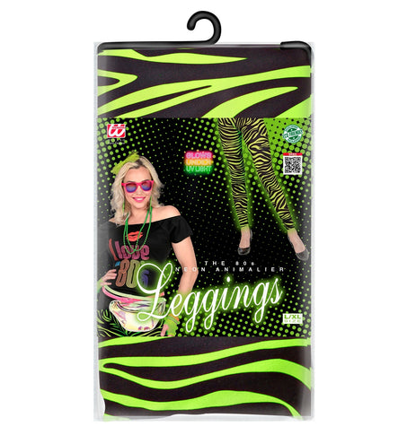 e-carnavalskleding-SYK Zebra legging disco neon groen dames