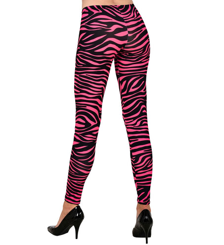 e-carnavalskleding-SYK Zebra legging disco neon roze dames