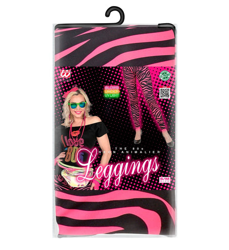 e-carnavalskleding-SYK Zebra legging disco neon roze dames