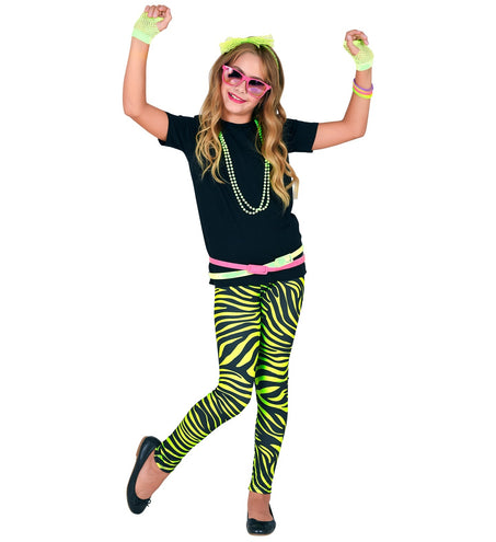 e-carnavalskleding-SYK Zebraprint legging kinderen neon groen