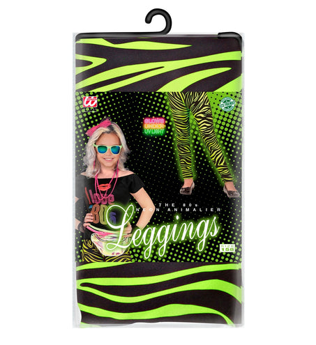 e-carnavalskleding-SYK Zebraprint legging kinderen neon groen