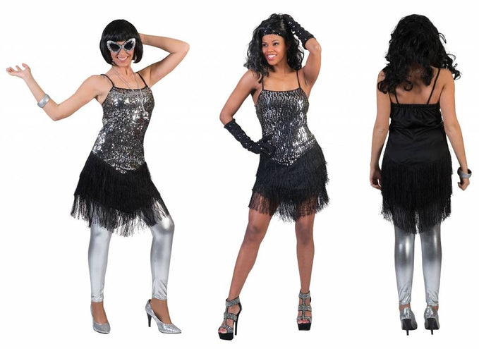 e-carnavalskleding-SYK Zilveren glitter Charlestonjurkjes