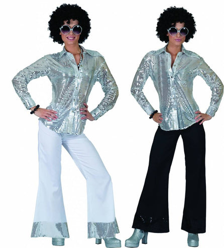 e-carnavalskleding-SYK Zilveren glitter discoblouse
