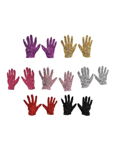 e-carnavalskleding-SYK Zilveren glitter handschoenen met pailletten