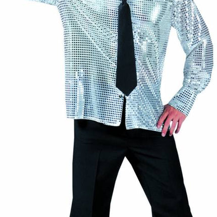 e-carnavalskleding-SYK Zilveren glitter overhemd heren