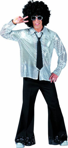 e-carnavalskleding-SYK Zilveren glitter overhemd heren