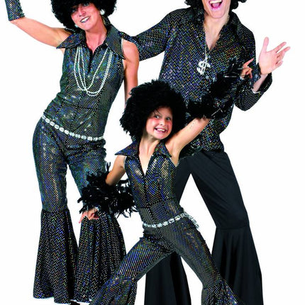 e-carnavalskleding-SYK Zwart glitter discopak dames