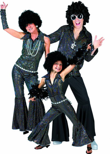 e-carnavalskleding-SYK Zwart glitter discoshirt heren