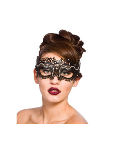 e-carnavalskleding-SYK Zwart metalen oogmasker Hannah met nep diamanten