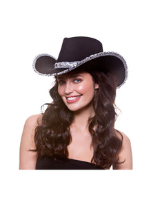e-carnavalskleding-SYK Zwarte cowboyhoed met pailletten