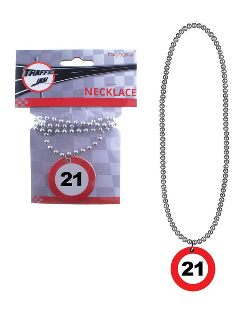 Funny Fashion 21 jaar halsketting met verkeersbord hangertje