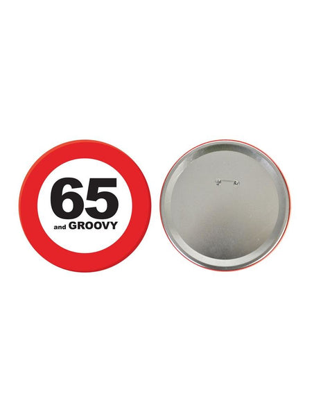 Funny Fashion 65e verjaardag button verkeersbord