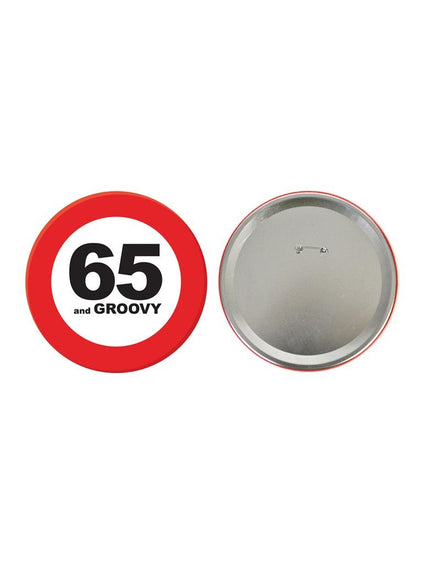 Funny Fashion 65e verjaardag button verkeersbord