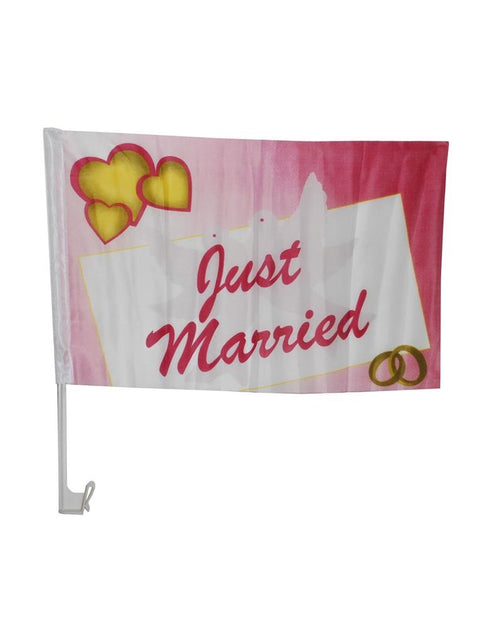 Funny Fashion Auto vlag just married 30X45cm
