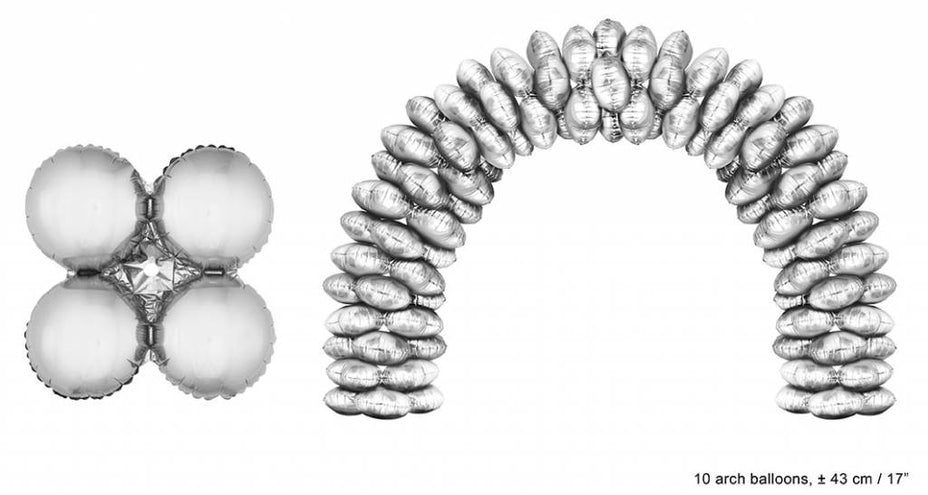 Funny Fashion Ballonboog folieballonnen rond Zilver