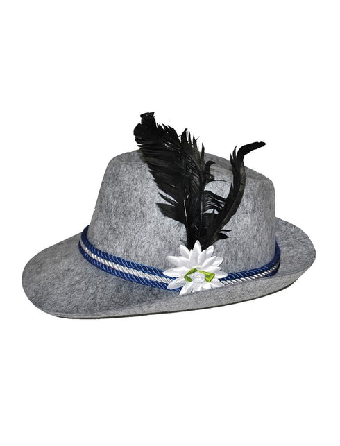 Funny Fashion Beierse hoedje voor heren met veer en bloem