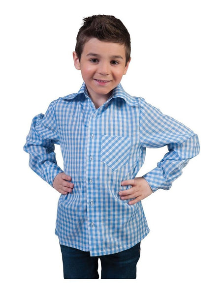 Funny Fashion Blauw wit geruite Tiroler blousen