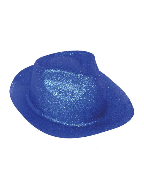 Funny Fashion Blauwe gleufhoed met glitters