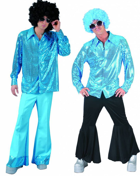 Funny Fashion Blauwe glitter overhemd heren