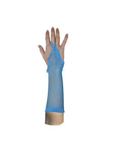 Funny Fashion Blauwe vingerloze net handschoenen rond model