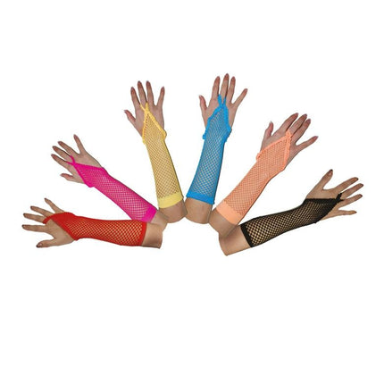 Funny Fashion Blauwe vingerloze net handschoenen rond model