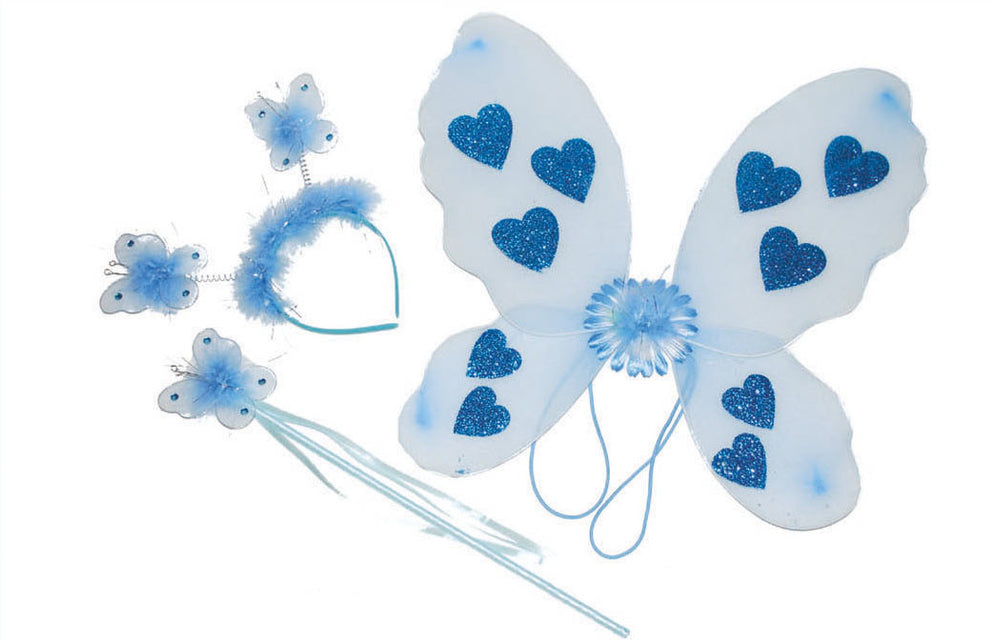 Funny Fashion Blauwe vlinder verkleed set Minnie 3-delig