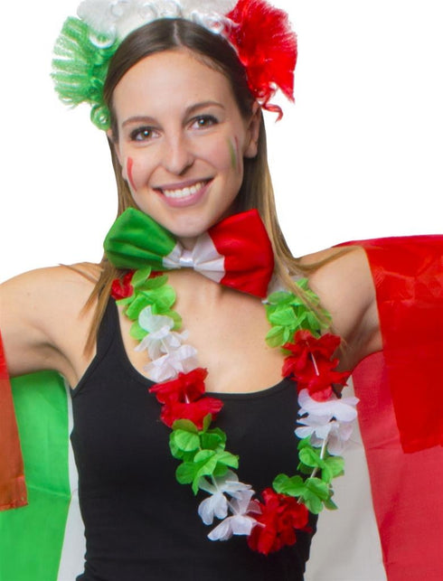 Funny Fashion Bloemenslinger rood groen wit