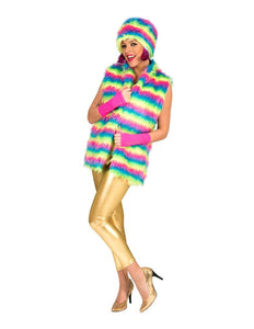 Funny Fashion Bodywarmer verkleedpak je in regenboog kleuren
