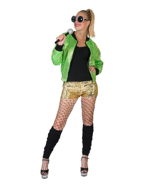 Funny Fashion Bomber jas met pailletten in groen
