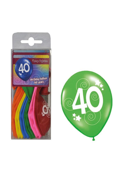 Funny Fashion Cijfer 40 ballonnen in gemixte kleuren