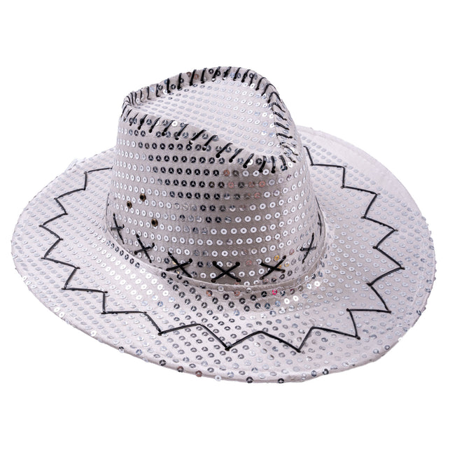 Funny Fashion Cowboyhoed pailletten zilver