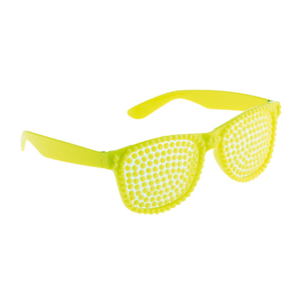 Funny Fashion Disco bril met parels in neon geel