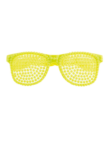 Funny Fashion Disco bril met parels in neon geel