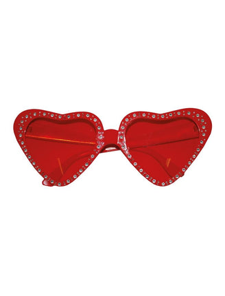 Funny Fashion Disco bril met rode hartjes