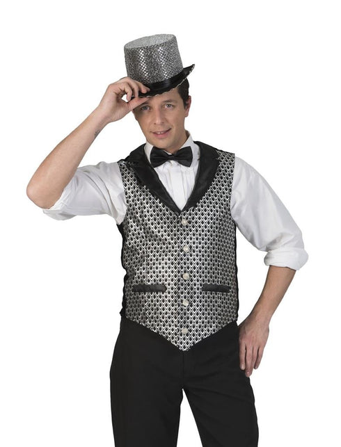 Funny Fashion Disco Gilet Herman zilver heren