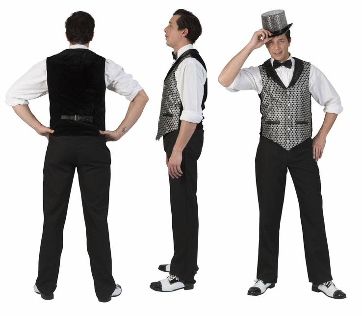 Funny Fashion Disco Gilet Herman zilver heren
