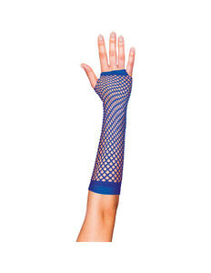 Funny Fashion Donkerblauwe visnet handschoenen lang model