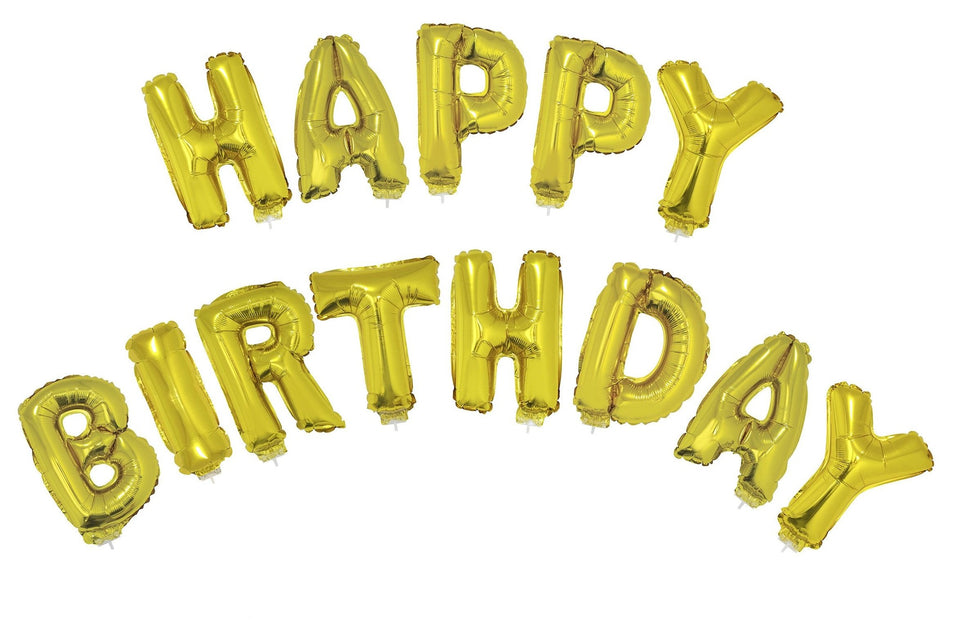 Funny Fashion Folie ballonnen set Happy Birthday met gouden letters