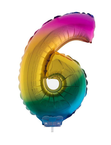 Funny Fashion Folieballon 41 cm op stokje regenboog
