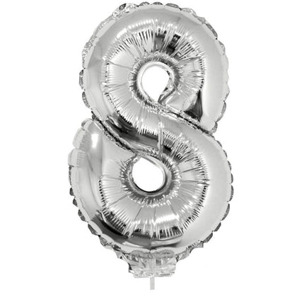 Funny Fashion Folieballon 41 cm op stokje zilver