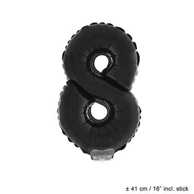 Funny Fashion Folieballon 41 cm op stokje zwart