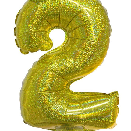 Funny Fashion Folieballon 41cm op stokje glitter goud