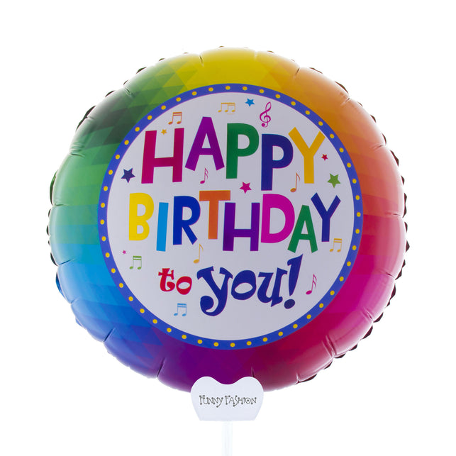 Funny Fashion Folieballon happy birthday to you met stokje 11 inch