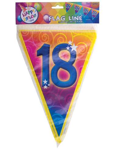 Funny Fashion Gekleurde vlaggenlijn 18 jaar 5mtr.