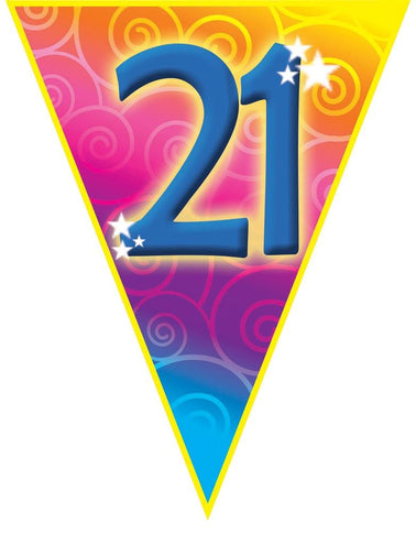 Funny Fashion Gekleurde vlaggenlijn 21 jaar 5mtr.