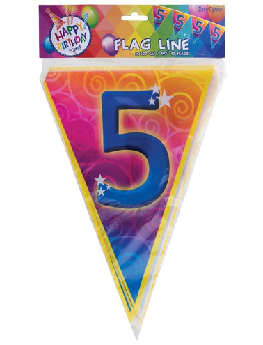 Funny Fashion Gekleurde vlaggenlijn 5 jaar 5mtr.