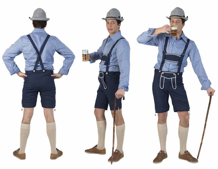 Funny Fashion Geruite Tiroler blouse heren