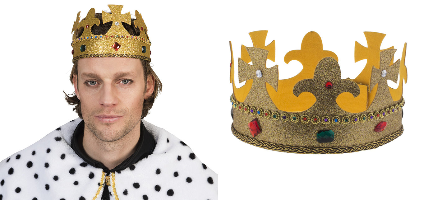 Funny Fashion Gouden kroon met glitters