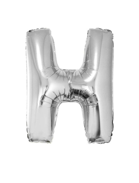Funny Fashion Grote folie ballon letter H Zilver