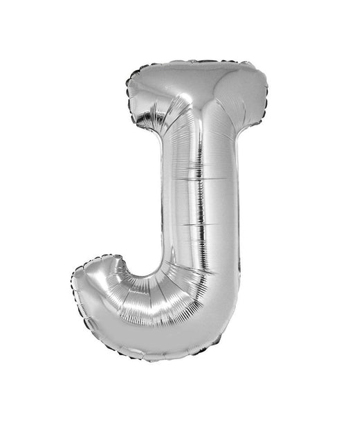 Funny Fashion Grote folie ballon letter J Zilver